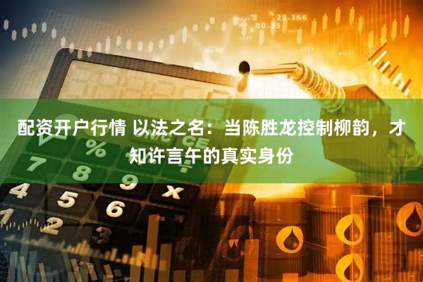 配资开户行情 以法之名：当陈胜龙控制柳韵，才知许言午的真实身份